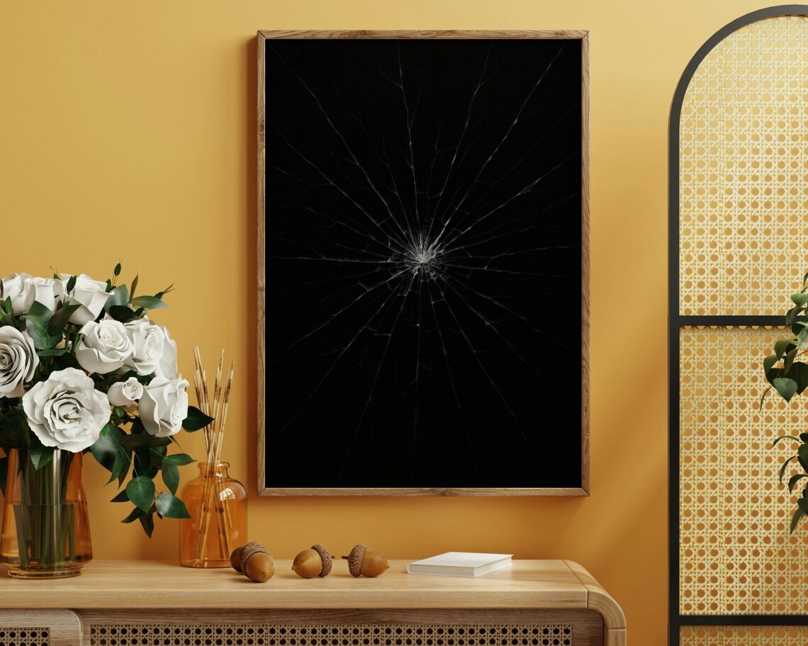 Shattered Glass - Minimalist Cracked Art