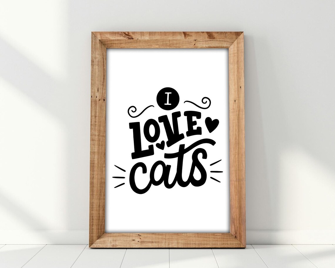I Love Cats Bold Minimalist Cat Lover Quote - Image 3