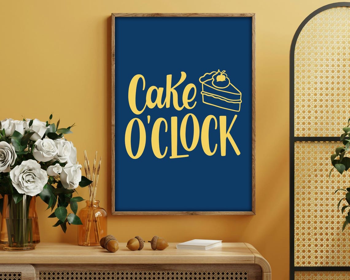 Cake Oclock Fun Dessert Quote Art Print - Image 3