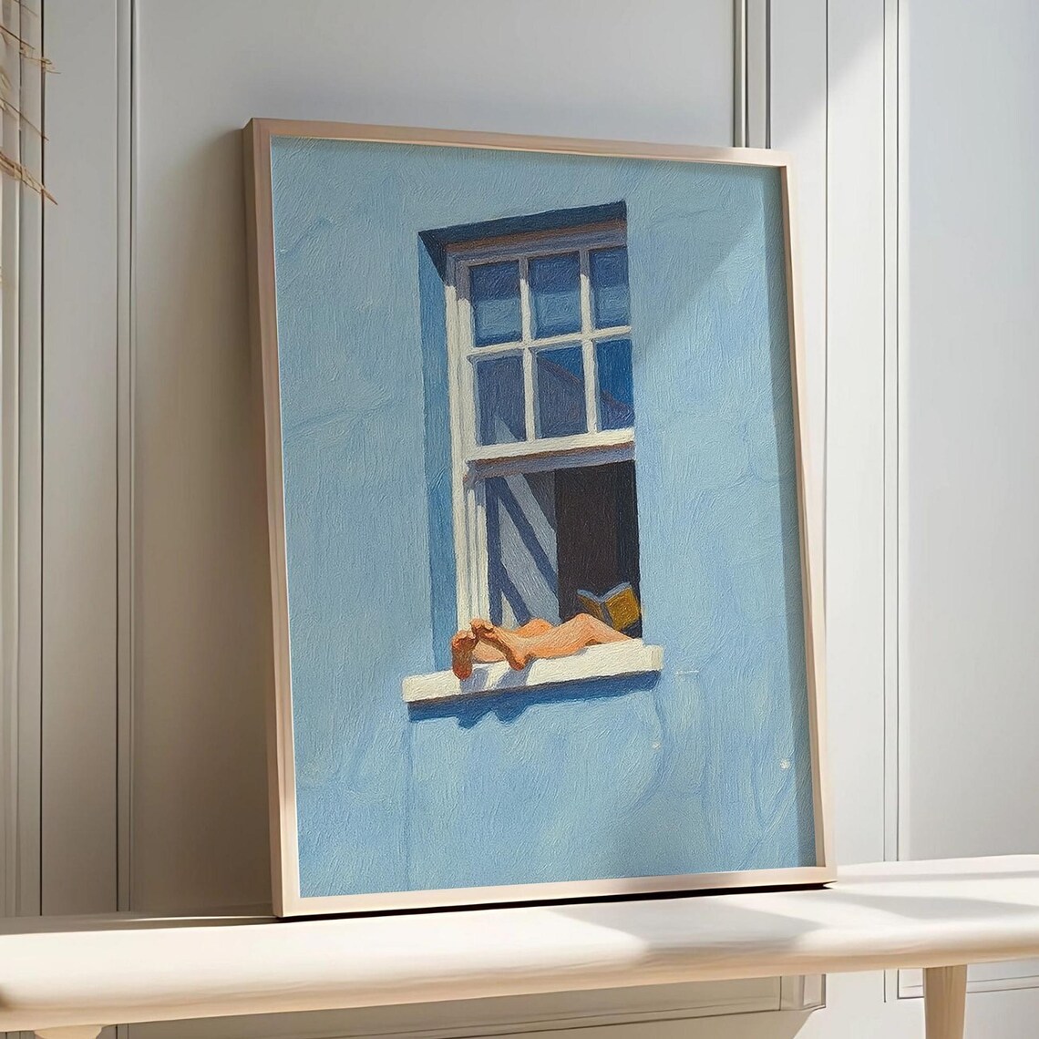 Blue Navy Minimalist Window Art Print, Home Decor