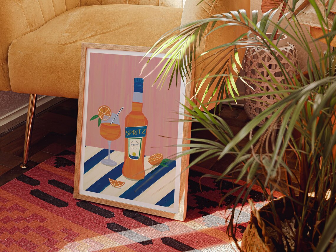 Aperol Spritz Art Print, Cocktail Still Life Poster - Image 3