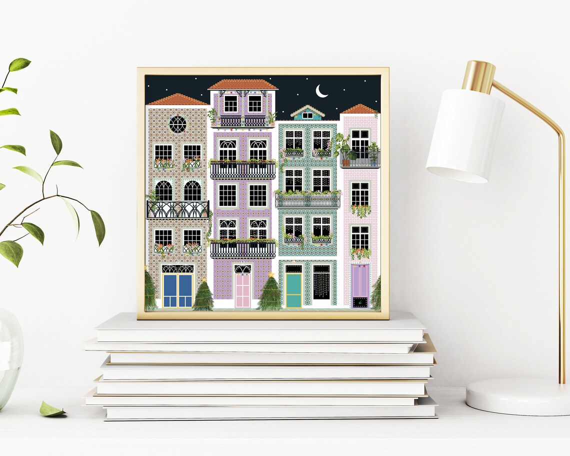 Christmas Lisbon Portugal Poster, Travel Poster - Image 2
