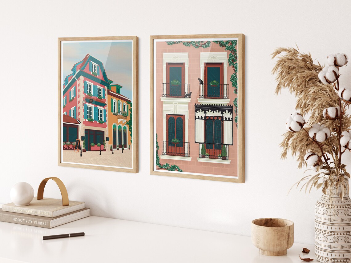 Madrid Plaza Mayor Black Cat Art Print - Image 3