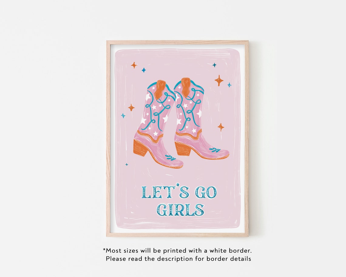 Let's Go Girls Cowgirl Poster, Western Line Dancing Party - Image 2