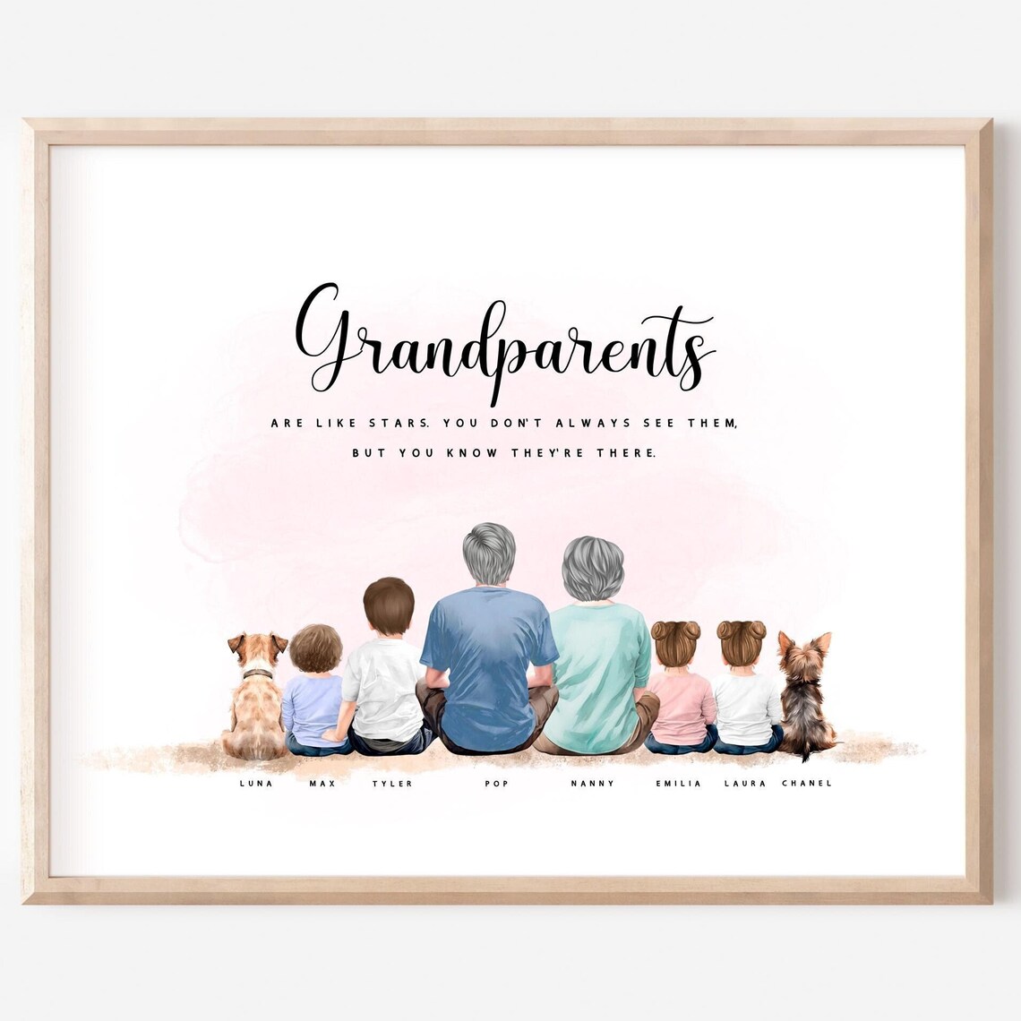 Grandparents Are Like Stars Grandkids and Dogs Tribute Poster