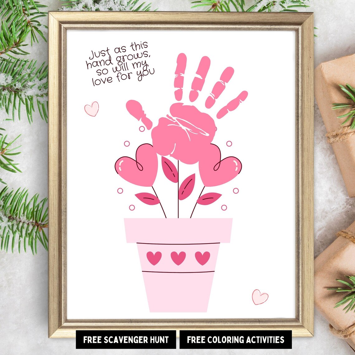 Valentines Day Handprint Flower Craft Love Heart Art Print