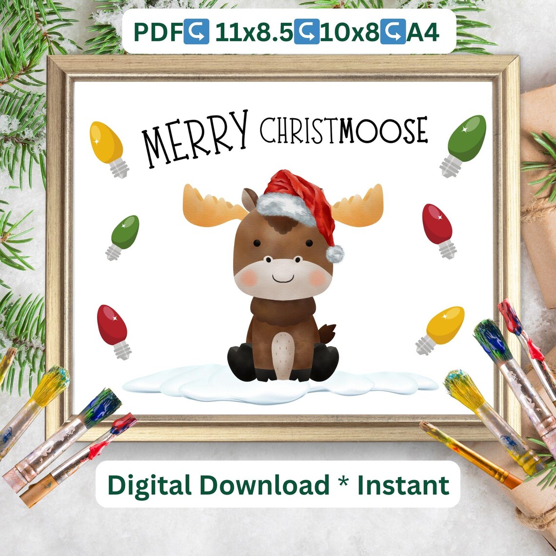 Christmoose Christmas Footprint Art, Holiday Keepsake Print - Image 2