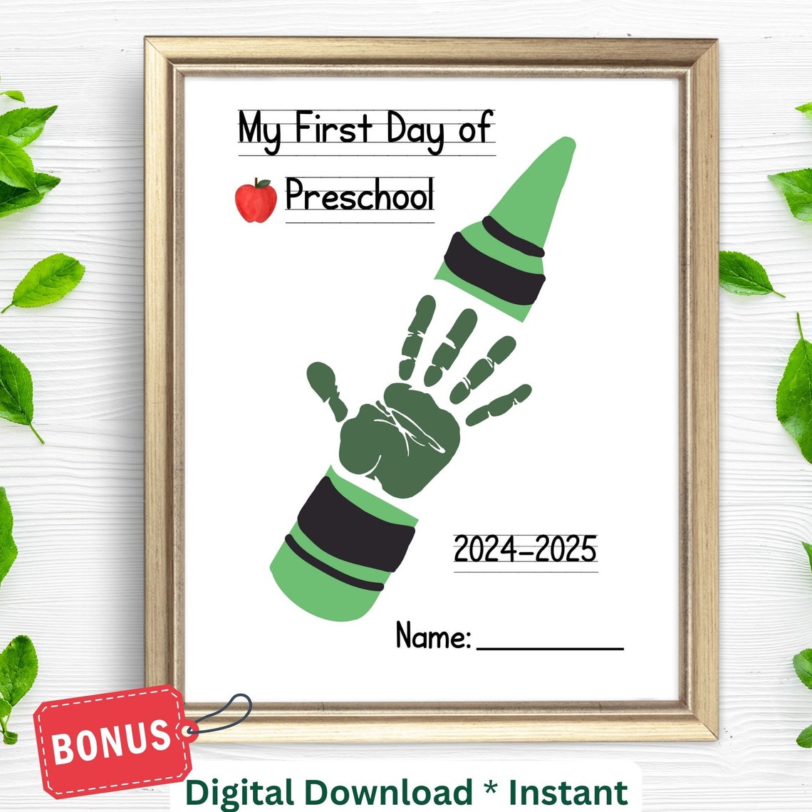 My First Day Of Preschool Crayon Handprint Keepsake Sign Poster