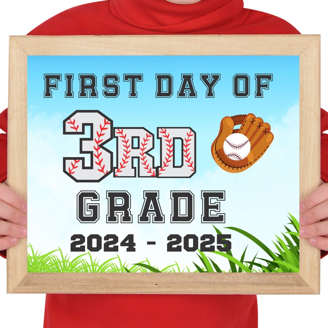 First Day of 3rd Grade Baseball Sports Back to School Sign Photo Print - Image 2