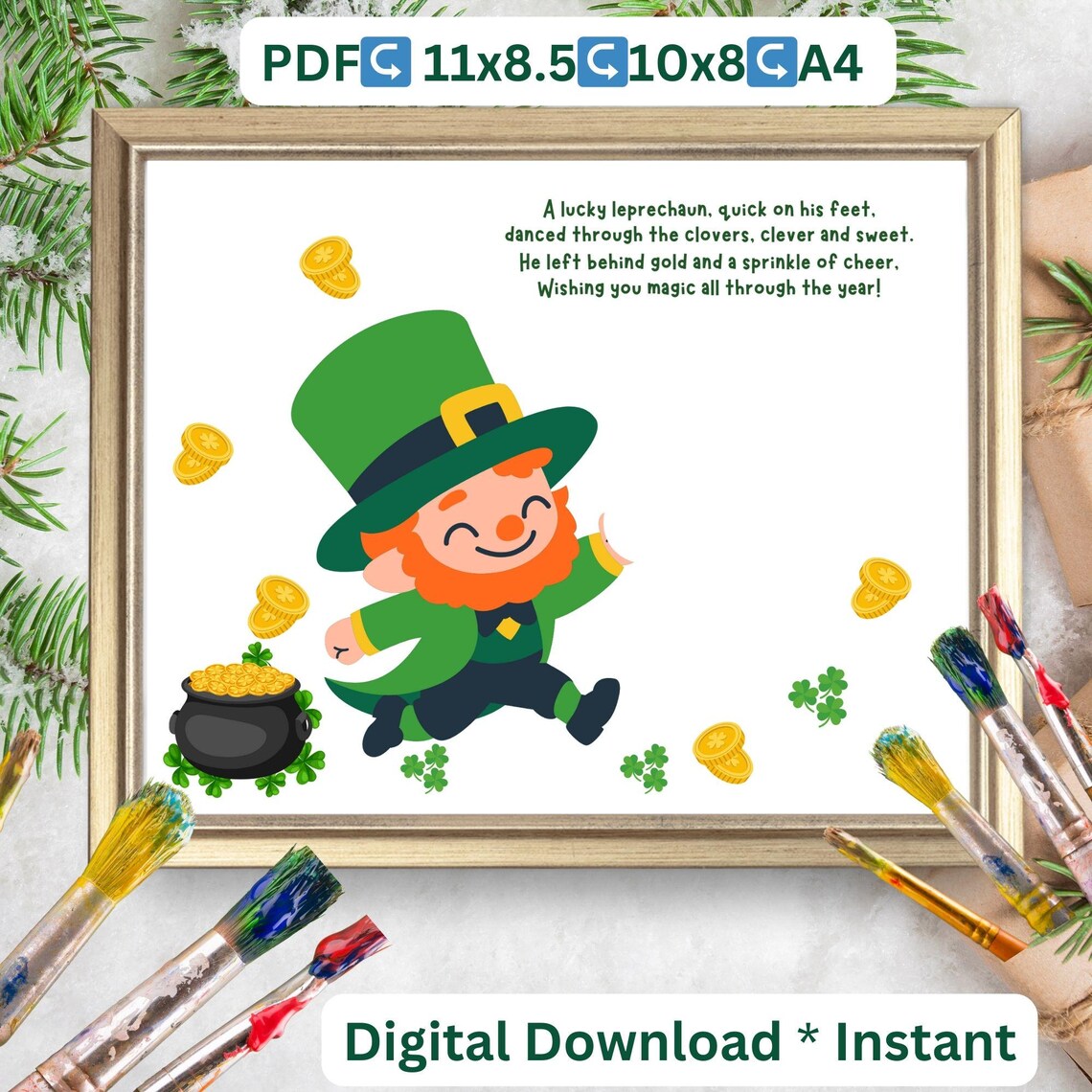 Leprechaun Handprint Poem St Patricks Day Art Print - Image 2
