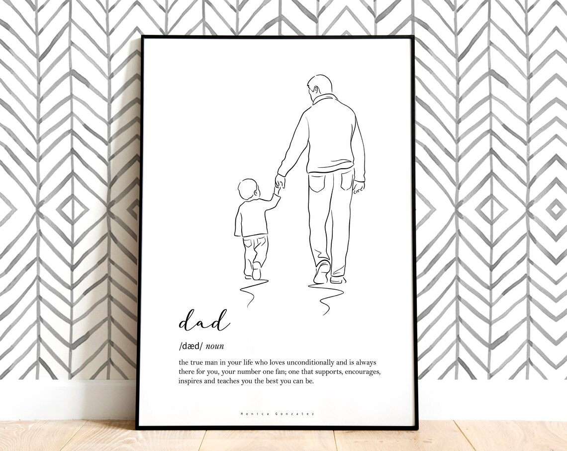 Custom Gift For Dad Fathers Day Gift Dad Definition Print First Time Dad Gift Family Illustration Portrait Line Drawing Step Dad Gift