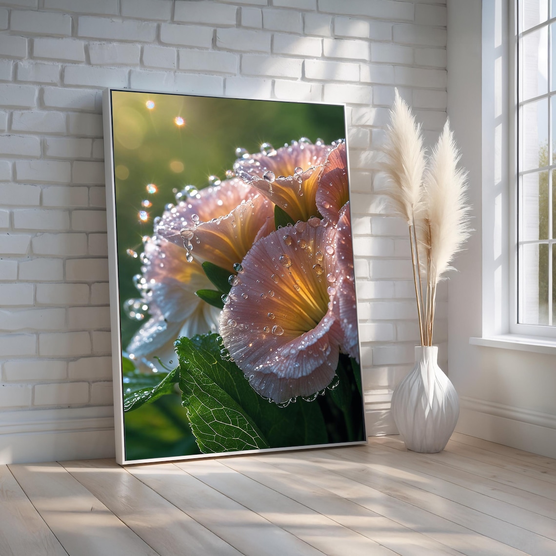 Dewy Morning Flower Macro Soft Pink Bloom Photography Wall Art