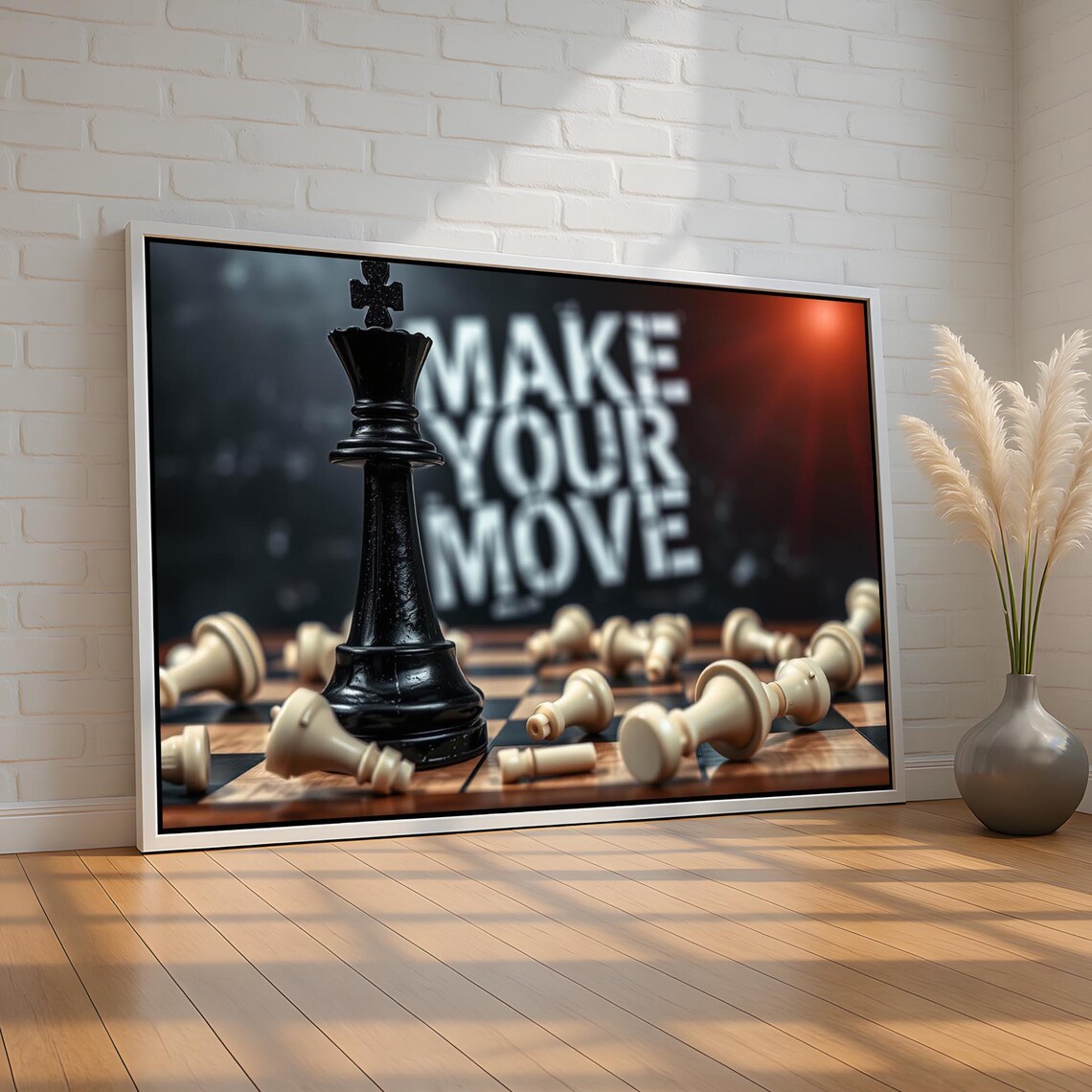 Motivational Chess Wall Art Make Your Move Quote Canvas Print Strategic Mindset Decor For Office Or Game Room Ready To Hang