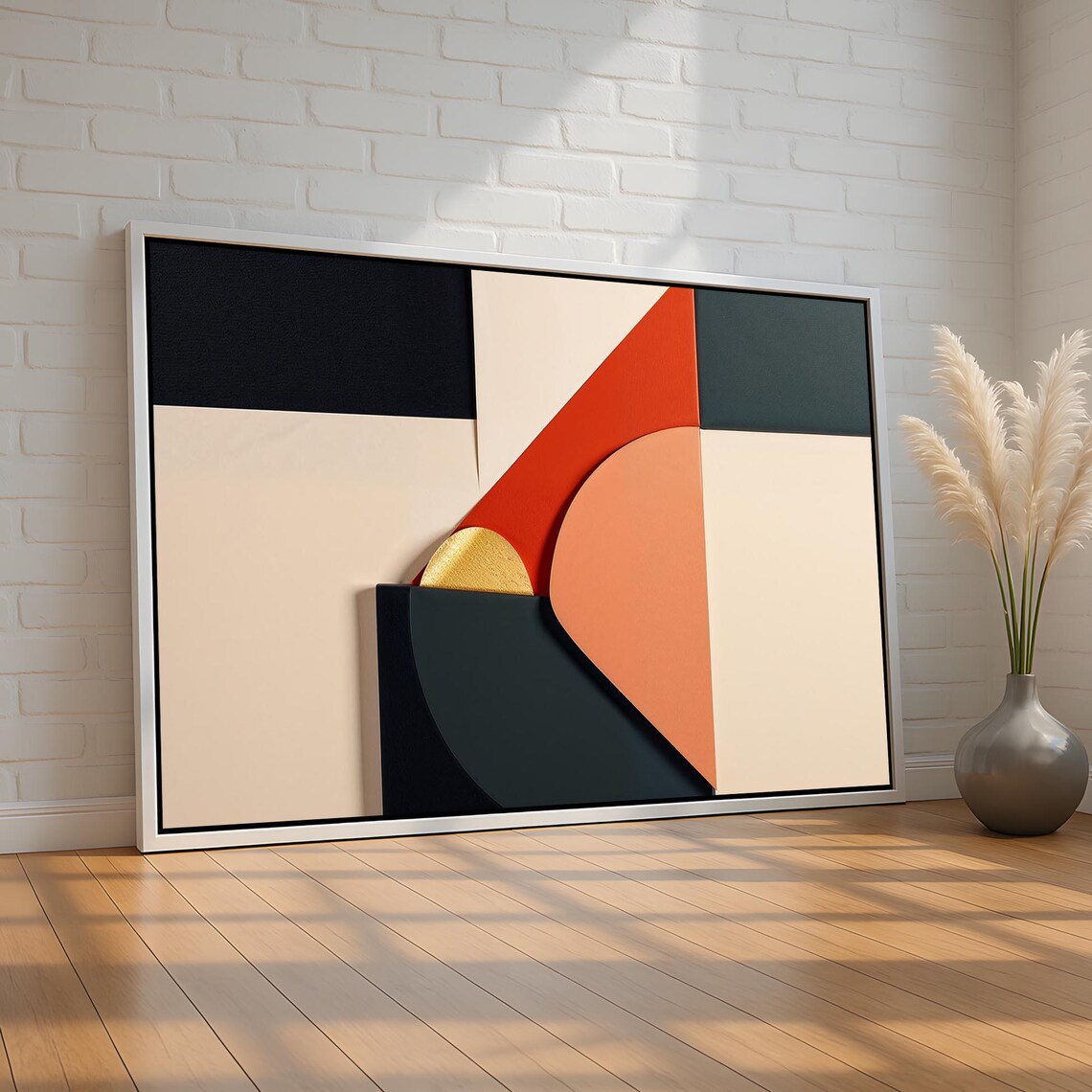 Midcentury Abstract Geometric Color Block Modern Design Wall Art