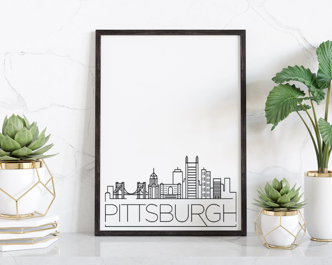 Pittsburgh Skyline Poster Print, Black and White