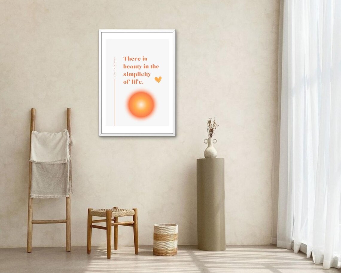 Beauty In Simplicity Of Life Orange Minimalist Daily Reminder Poster - Image 2