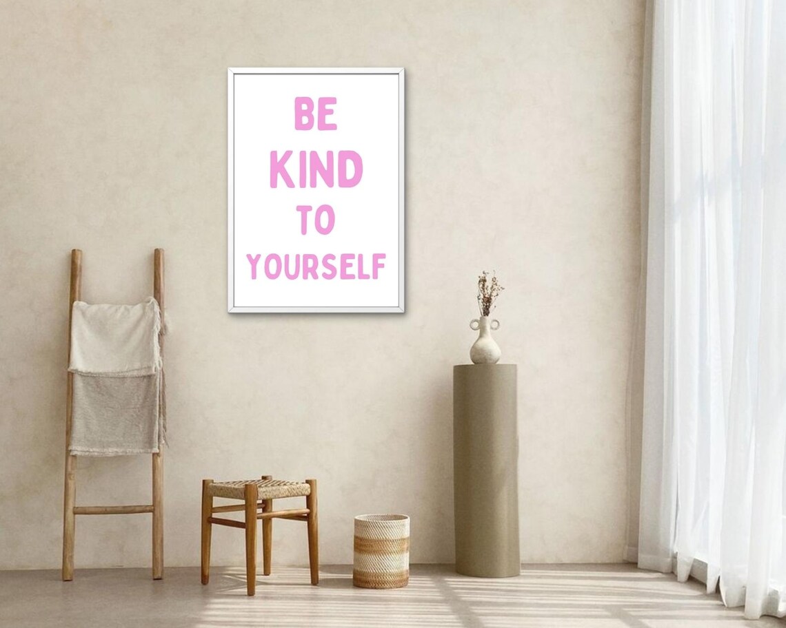Be Kind To Yourself Pink Retro Typography Self Care Quote Poster - Image 2