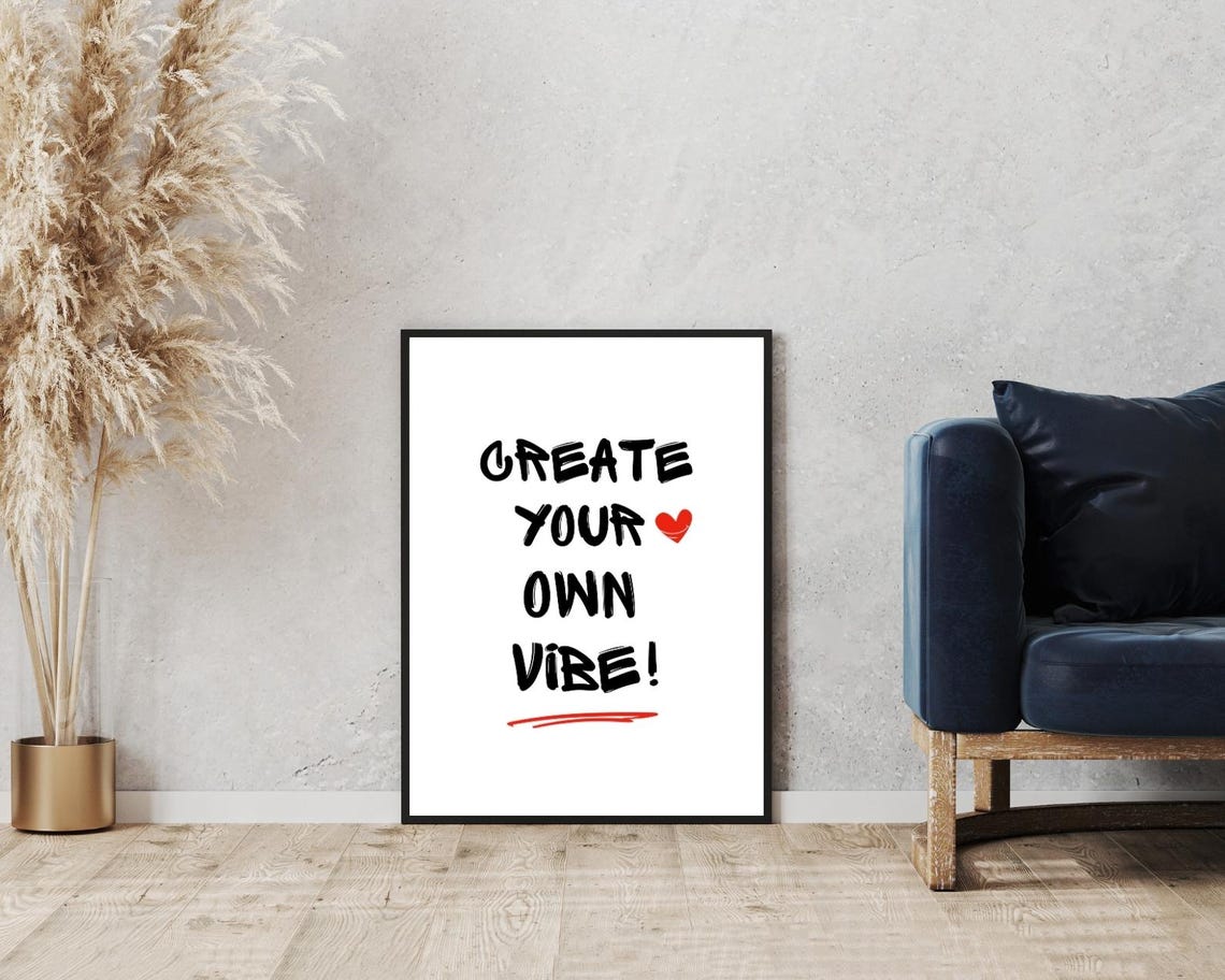 Create Your Own Vibe Quote Brush Lettering Red Heart Trendy Poster - Image 5