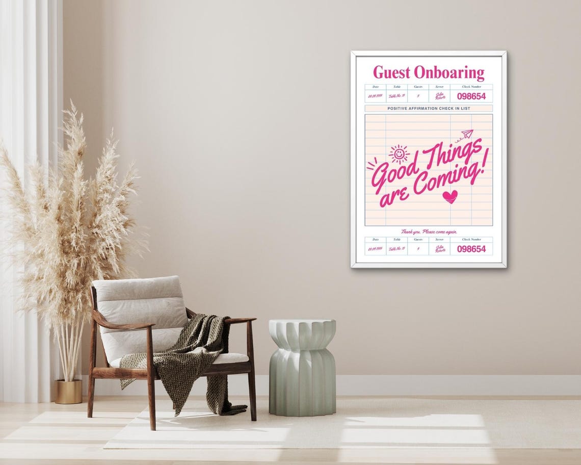 Good Things Are Coming Guest Check Receipt Pink Affirmation Poster - Image 3