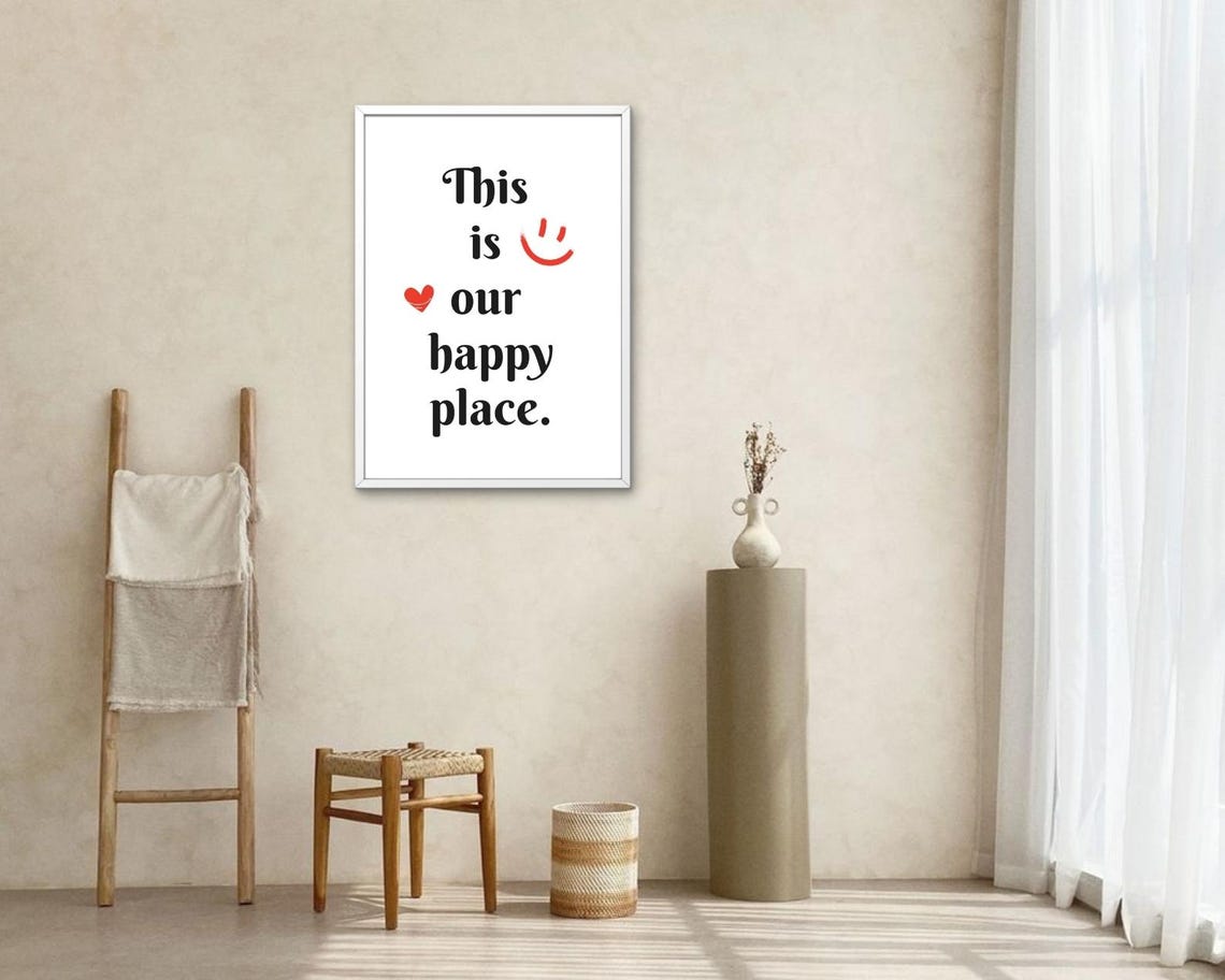This Is Our Happy Place Quote Script Typography Smile Home Poster - Image 2