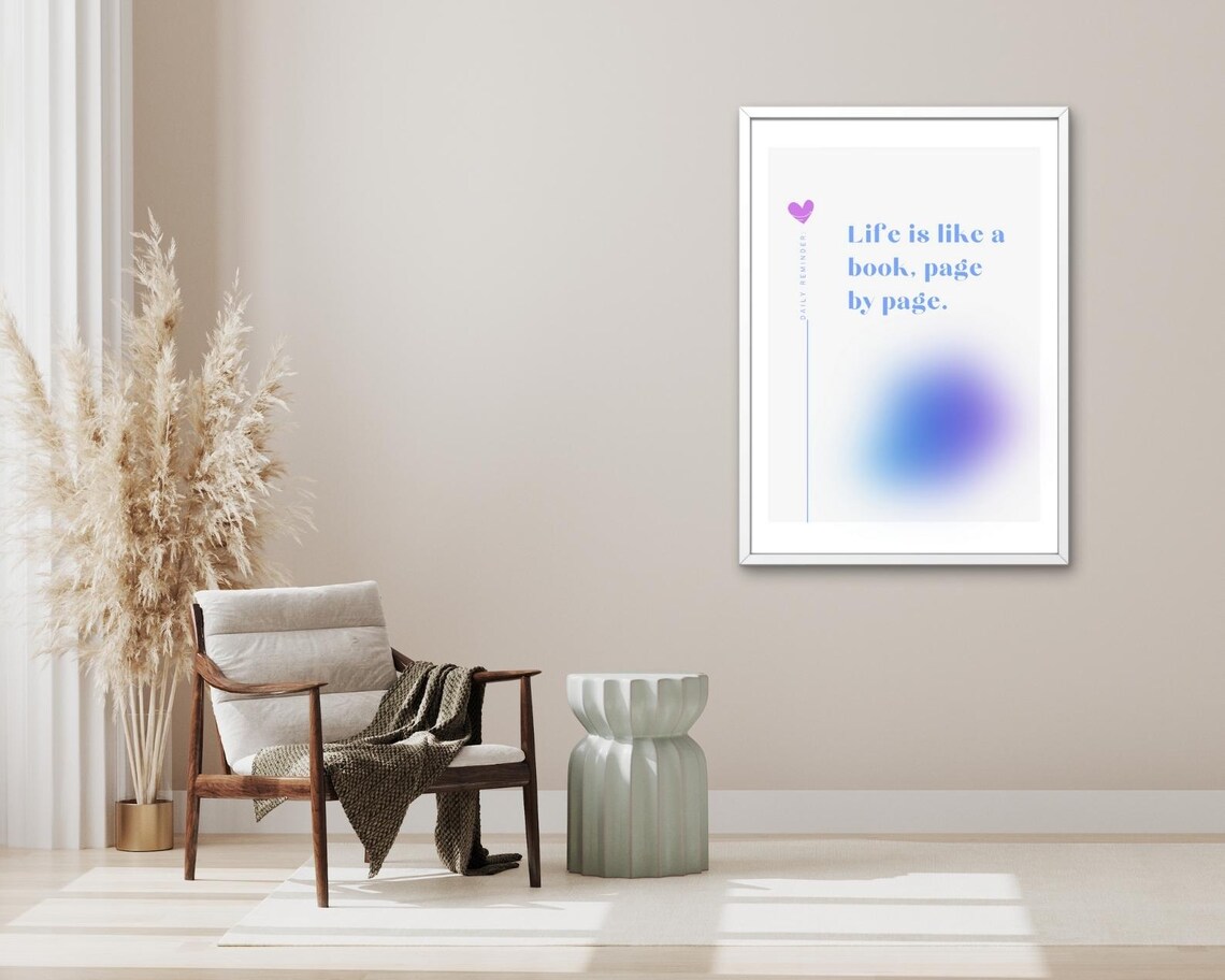 Life Is Like A Book Page By Page Blue Minimalist Daily Reminder Poster - Image 3