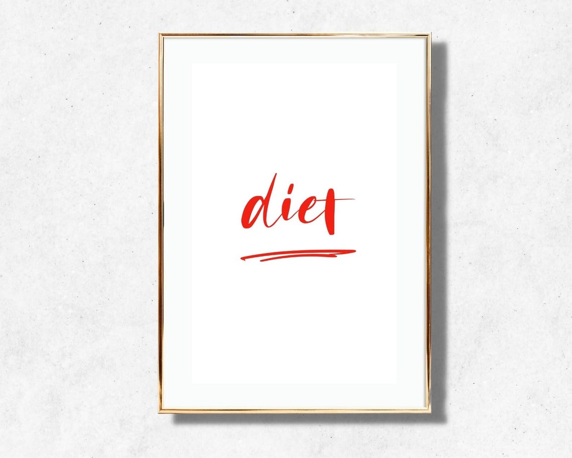 Playful Diet Red Script Minimalist Kitchen Typography Poster - Image 3
