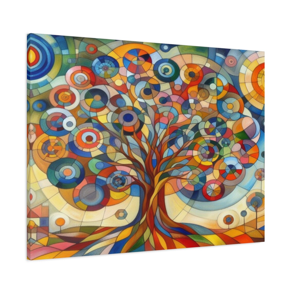 Cubism Art Colorful Tree Of Life Picasso Style Painting Colorful Abstract Tree Wall Art Cubism Art Tree Painting Gift - Image 3