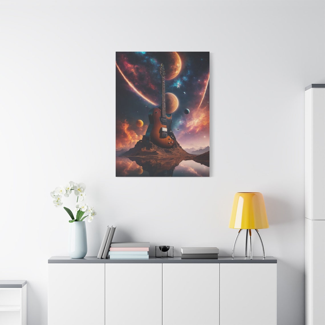 Cosmic Electric Guitar Space Planets Nebula Fantasy Wall Art Poster - Image 4