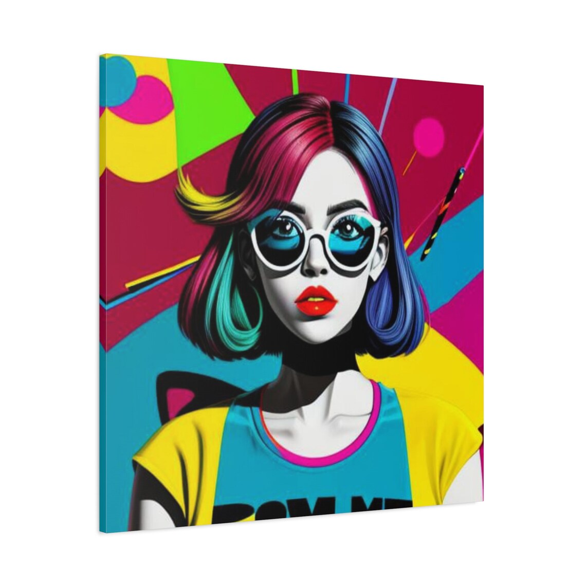 Colorful Pop Art Woman Sunglasses Neon Retro Style Pop Portrait Poster - Image 3
