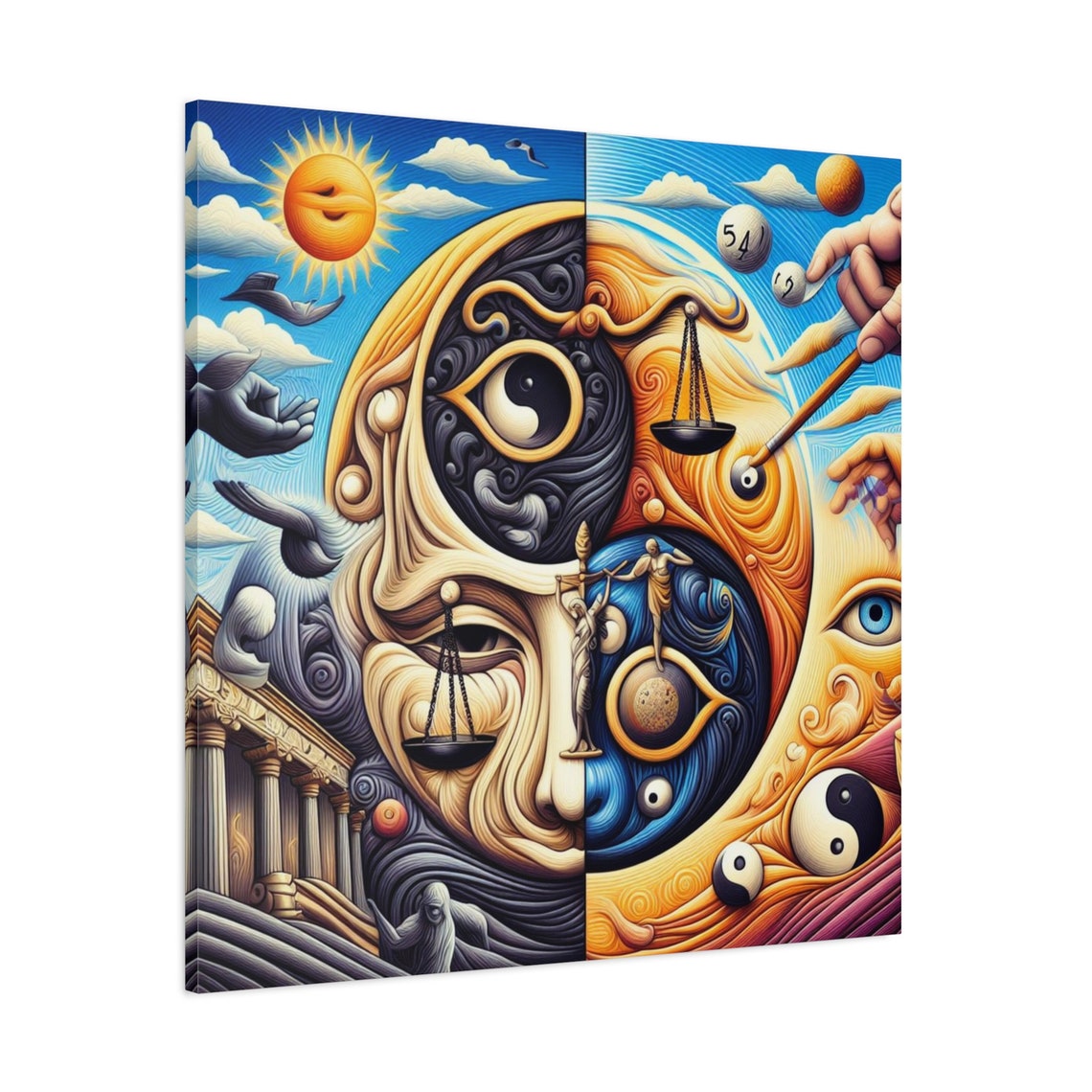 Surreal Yin Yang Eye Cosmic Face Balance Scales Mystical Art Poster - Image 3