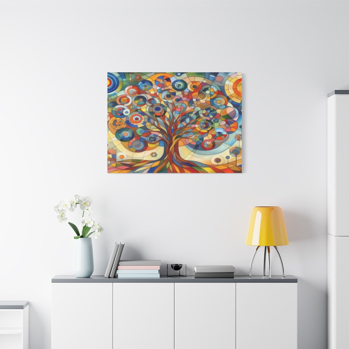Cubism Art Colorful Tree Of Life Picasso Style Painting Colorful Abstract Tree Wall Art Cubism Art Tree Painting Gift - Image 4