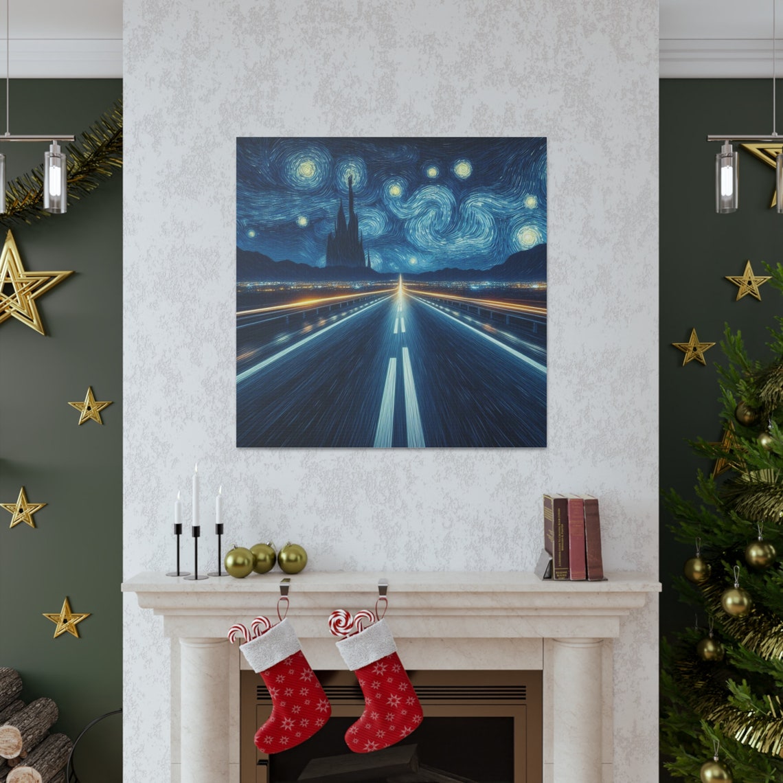 Starry Night Road Print Van Gogh Inspired Artwork Van Gogh Style Starry Sky Road Wall Art Night Sky Art Home Decor - Image 2