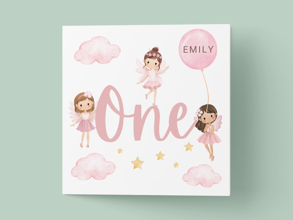 Girls First Birthday Card Fairy Birthday Card 1st 2nd 3rd Birthday Card For Daughter Granddaughter Niece Goddaughter Personalised Card