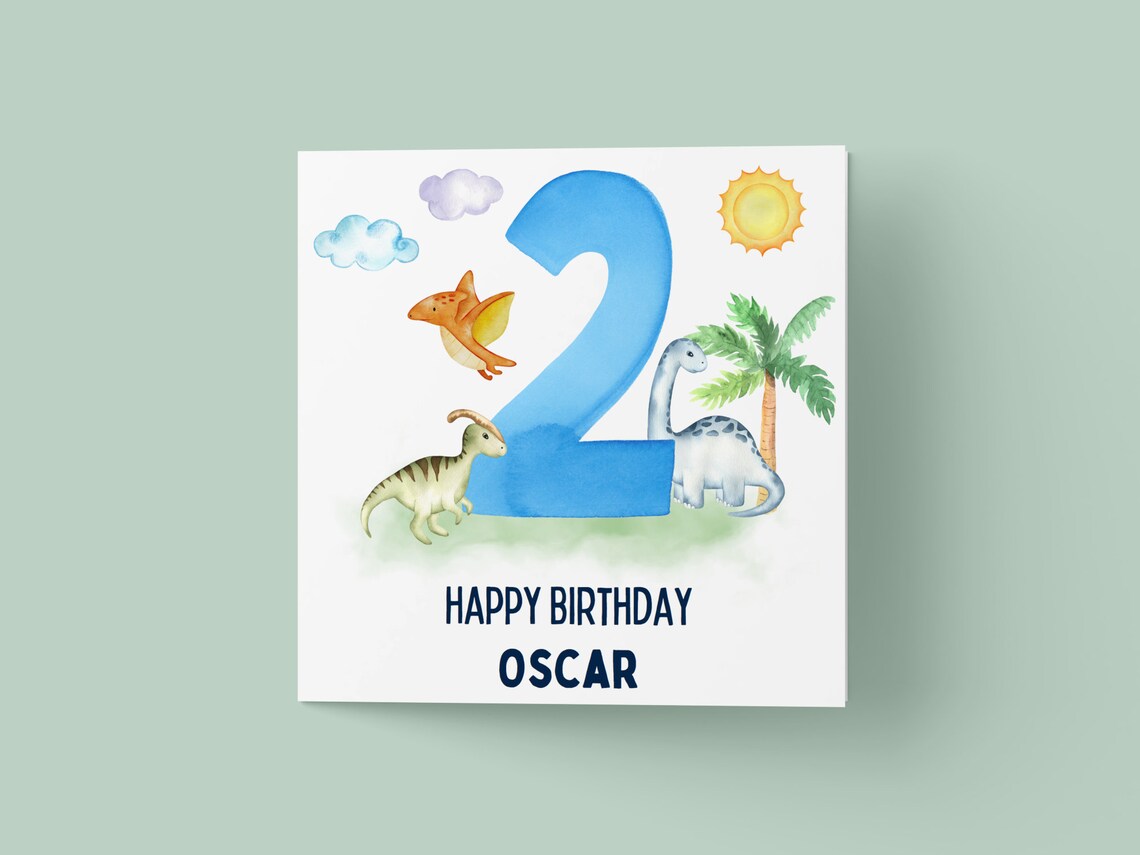 Dinosaur Birthday Card Personalized Birthday Poster