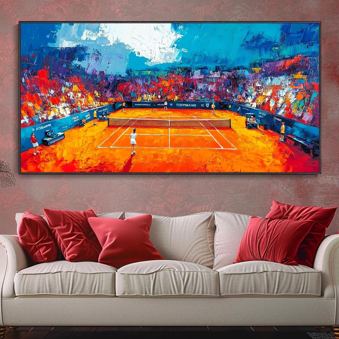 Abstract Tennis Match Oil Painting, Custom Tennis Art Print