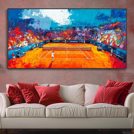Abstract Tennis Match Oil Painting, Custom Tennis Art Print