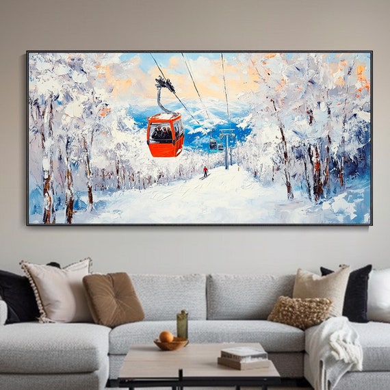 Ski Snowscape Pine Forest Mountain 3D Texture Art Print