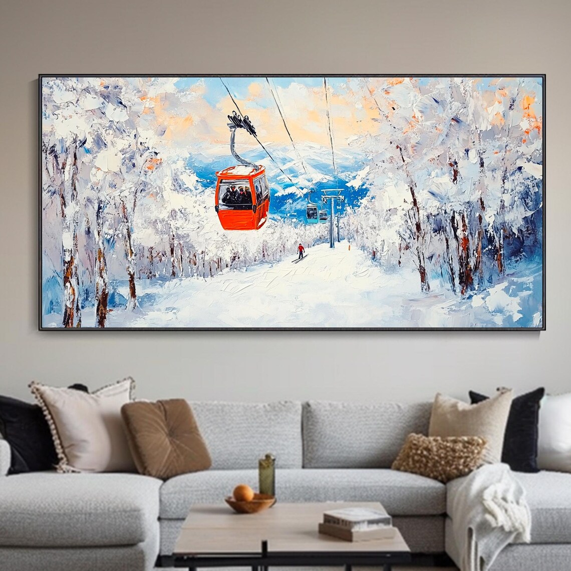 Ski Snowscape Pine Forest Mountain 3D Texture Art Print
