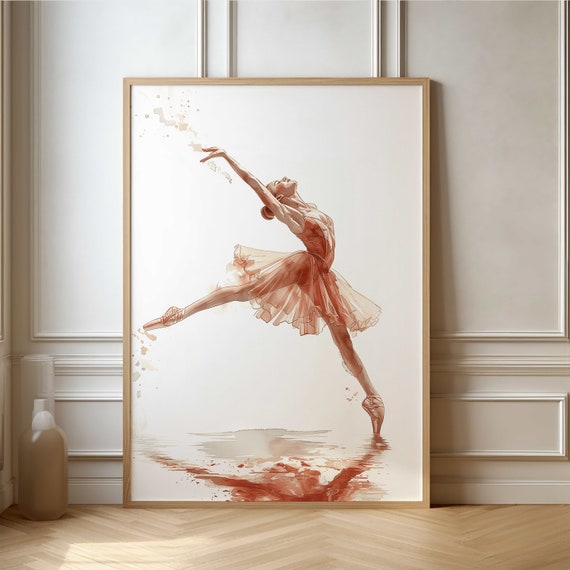 Graceful Ballet Dancer Poster Beautiful Watercolor Ballerina Wall Art
