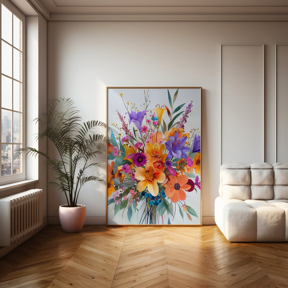 Cheerful Flower Bouquet Artwork Bold And Colorful Floral Wall Art - Image 3
