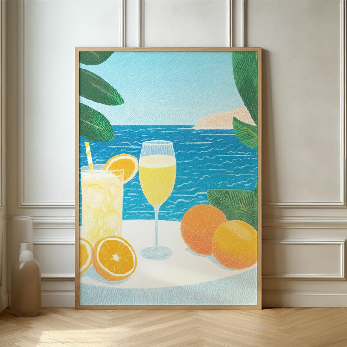 Citrus Lemonade Drinks By A Sparkling Blue Sea Summer Poster