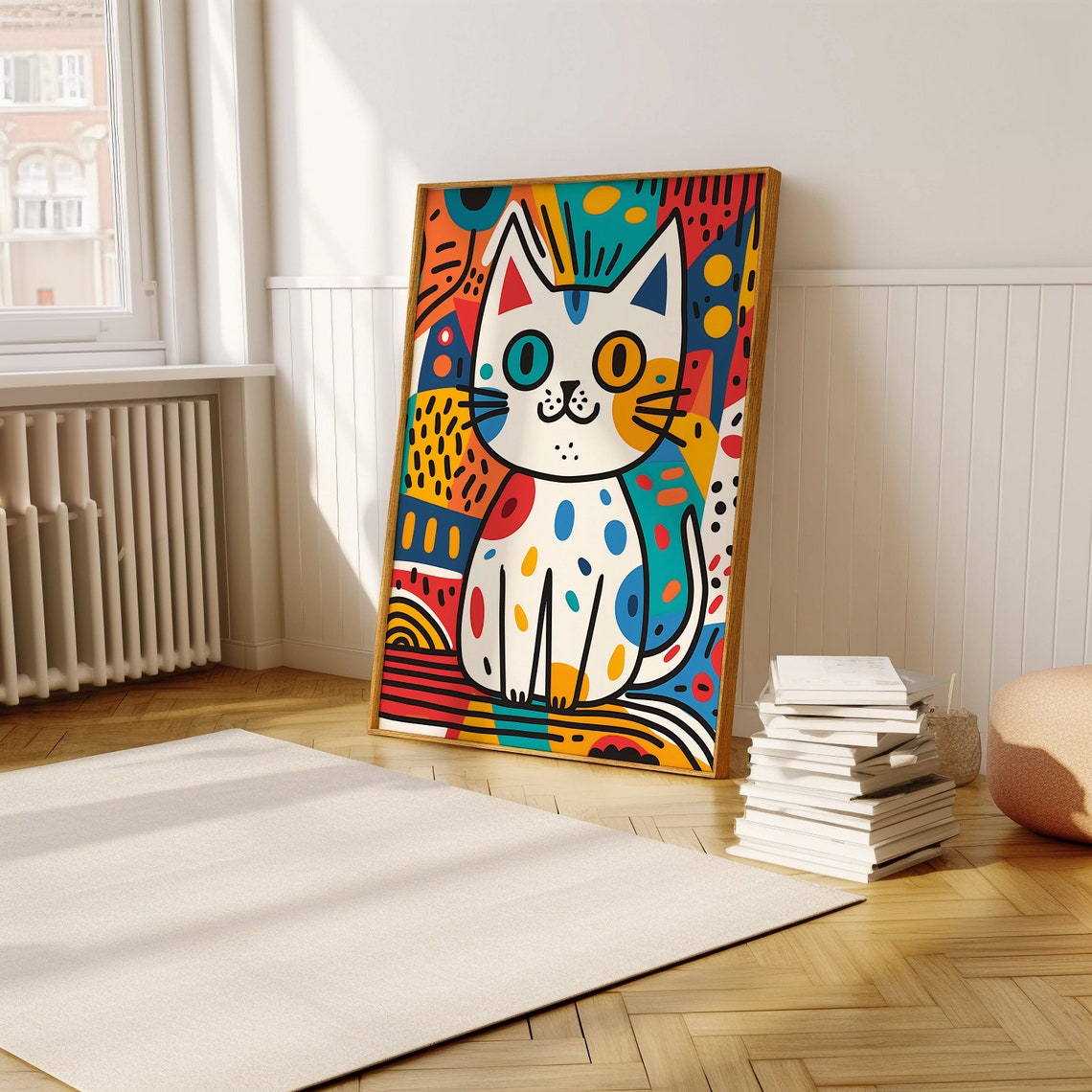 Playful Cat Poster Vivid Colors And Bold Lines Art - Image 5