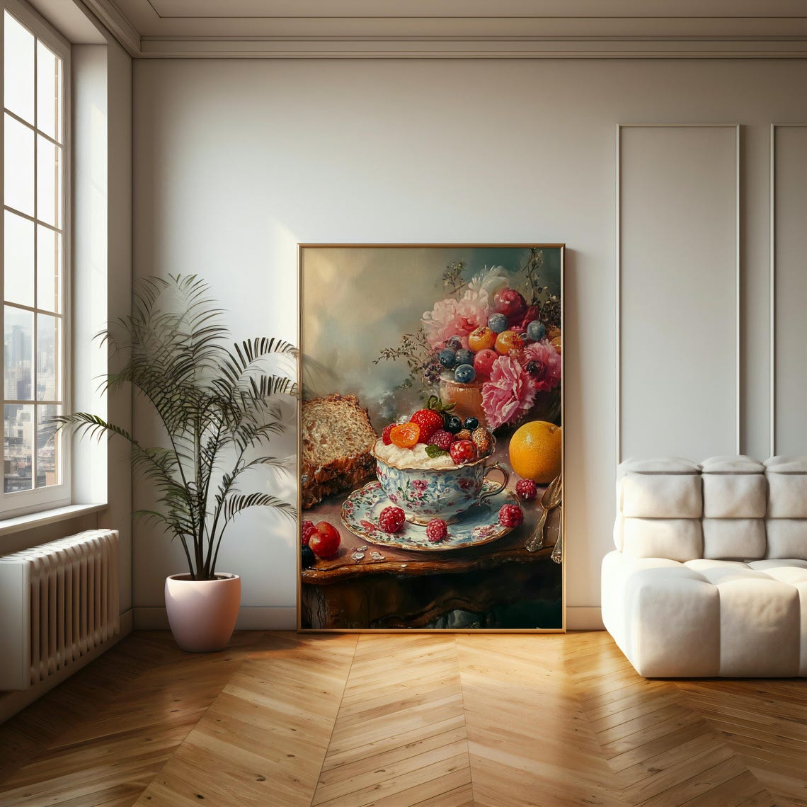 Vintage Fruit Teacup Still Life Old Master Style Painting Poster - Image 2