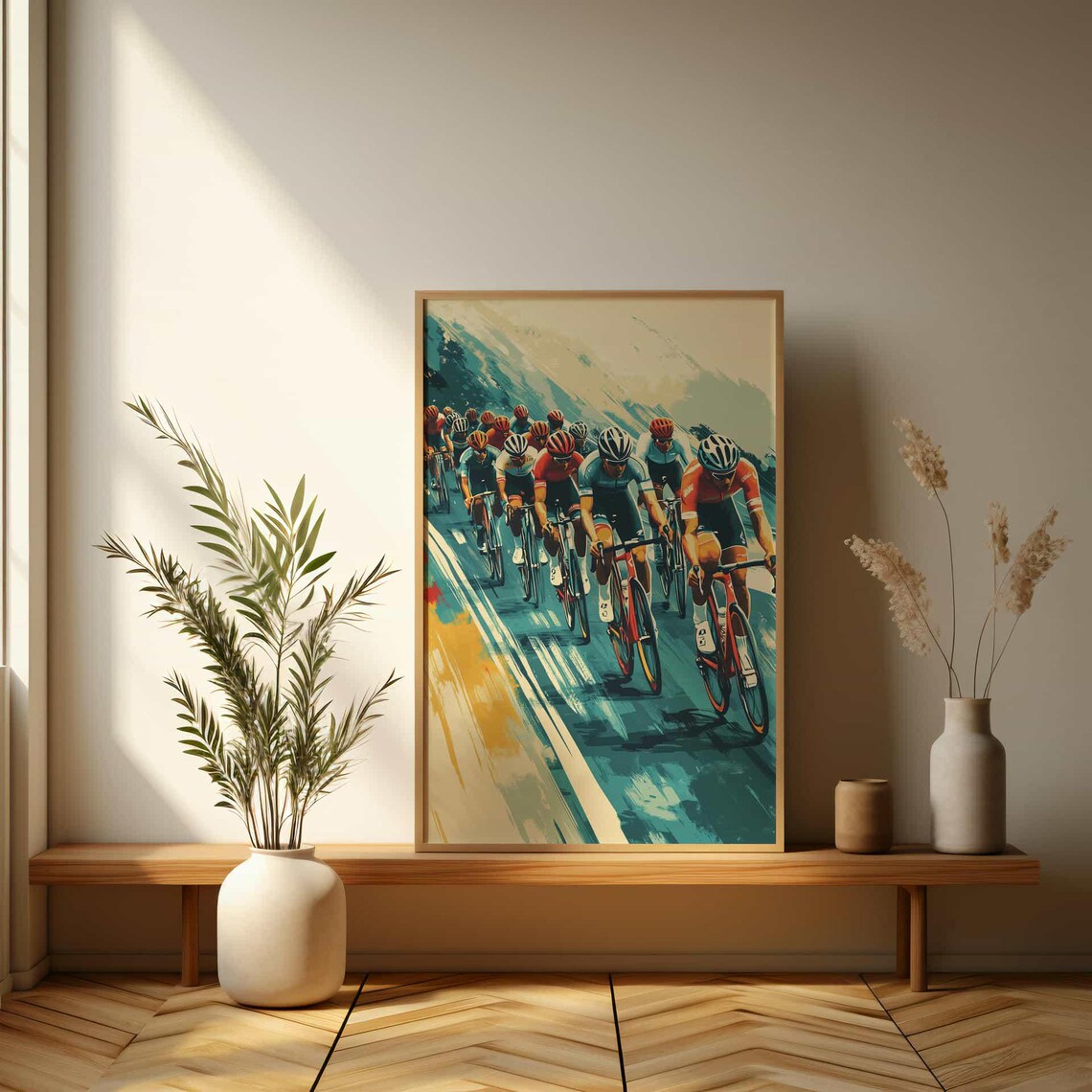 Road Cycling Race Peloton Retro Style Sports Illustration Poster - Image 2