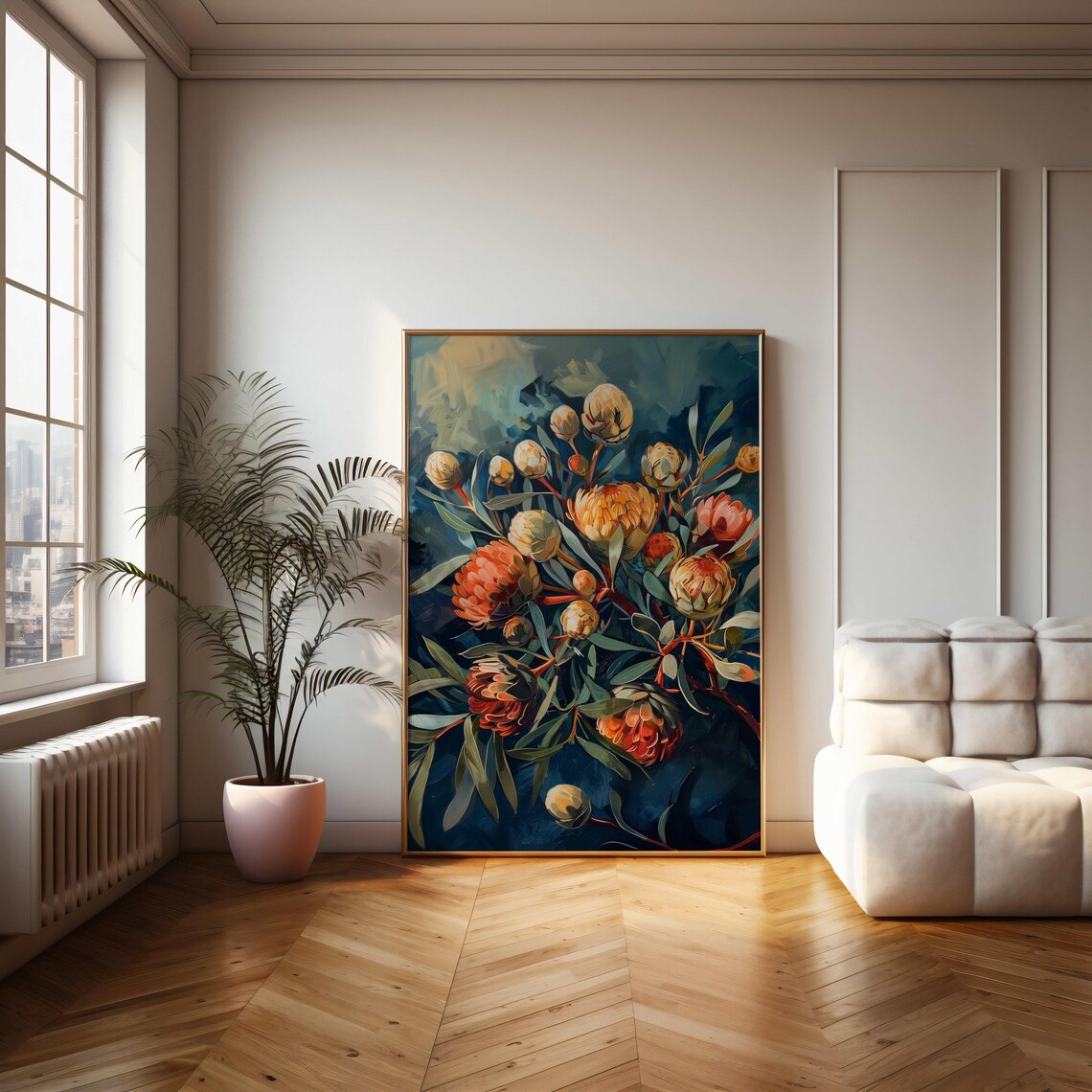 Modern Protea Flowers Botanical Art Print, Floral Decor - Image 2