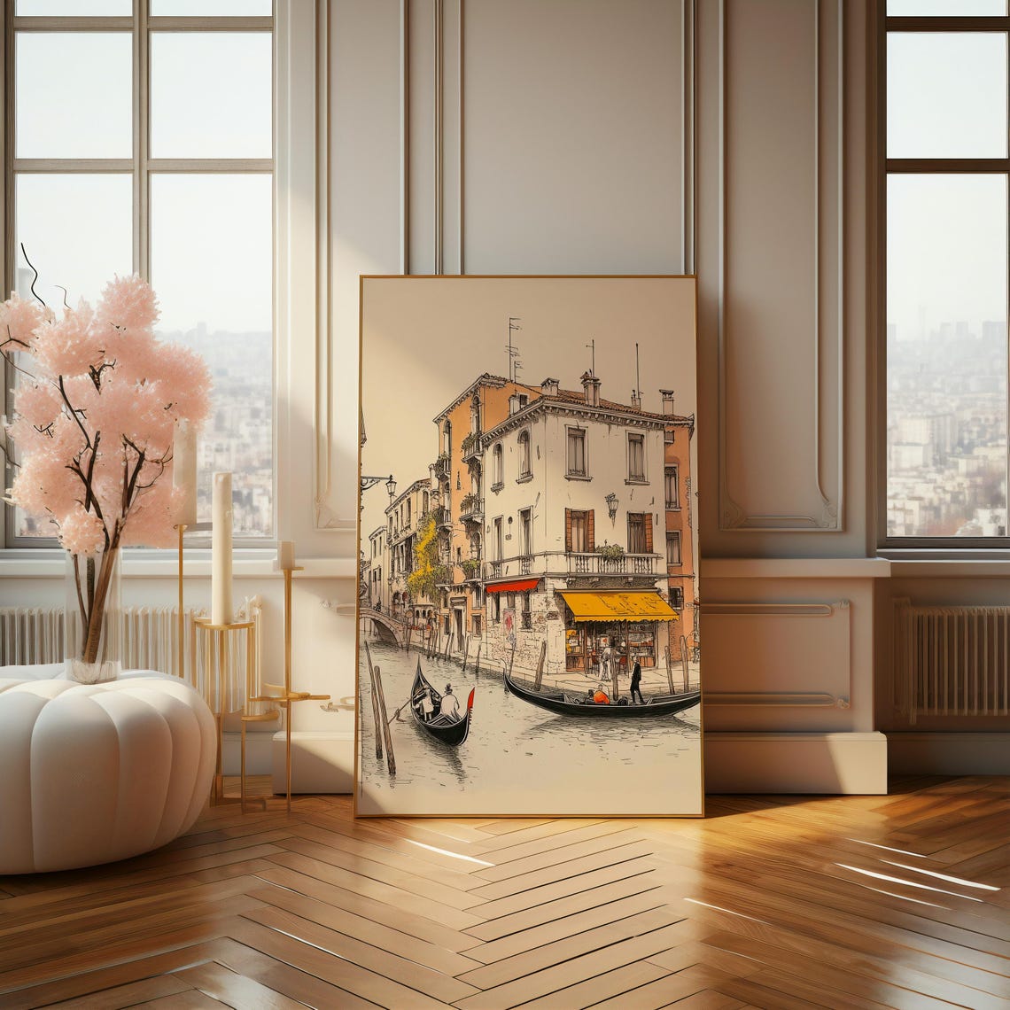 Gondolas On A Venice Canal Hand Drawn Italian Travel Sketch Poster - Image 4
