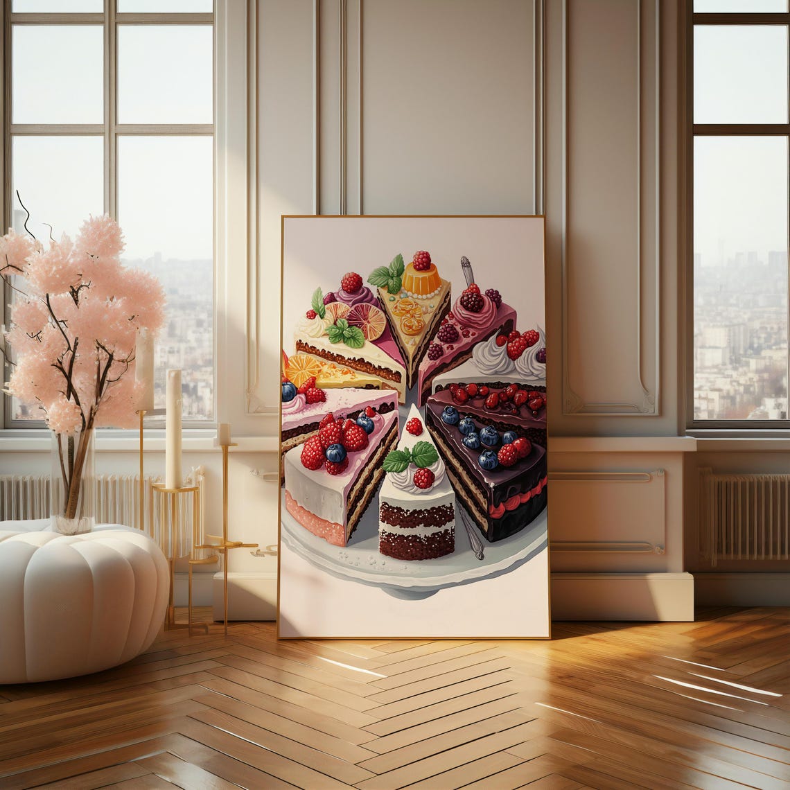 Colorful Berry Cake Slices Arranged In Circle Dessert Art Poster - Image 4
