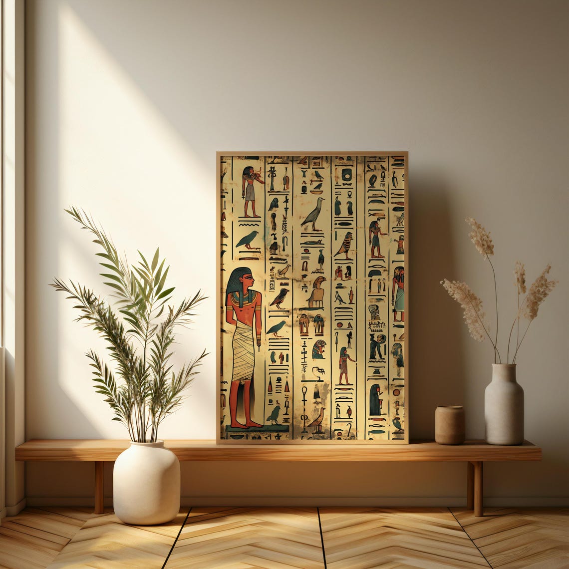 Ancient Egyptian Hieroglyphs Papyrus Style History Art Poster - Image 3