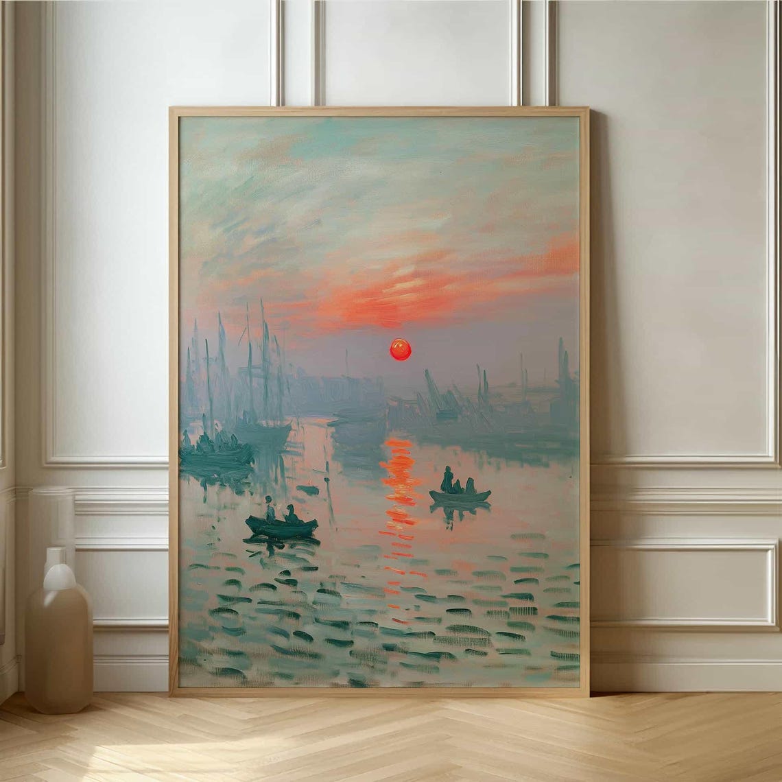 Claude Monet Impression Sunrise Harbor Boats Classic Art Poster