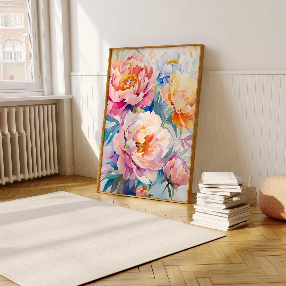 Soft Pink Peony Watercolor Blossom Floral Botanical Art Poster - Image 5